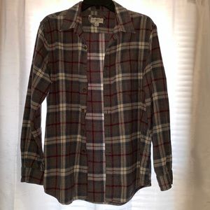 Size Large slim fit plaid flannel shirt with left breast pocket